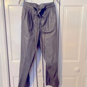 100% Leather Gray Pants